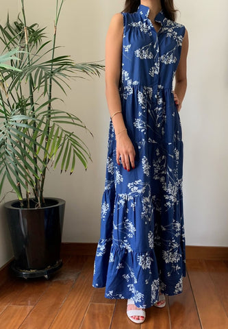 Vestido Roma Azul Flores